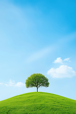 JPG 구름 편집이미지 하늘 한그루 잔디 사람없음 평화 언덕 편집실사 AI포토 AI콘텐츠 자연요소 나무 식물 1 컨셉 CG 파일형식