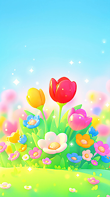 JPG 편집이미지 꽃밭 봄꽃 하늘 사람없음 반짝임 컬러풀 봄풍경 풀잎 편집실사 AI컴퓨터그래픽 AI콘텐츠 꽃 컬러 잎 모션 풍경 봄 풀_식물 CG 파일형식