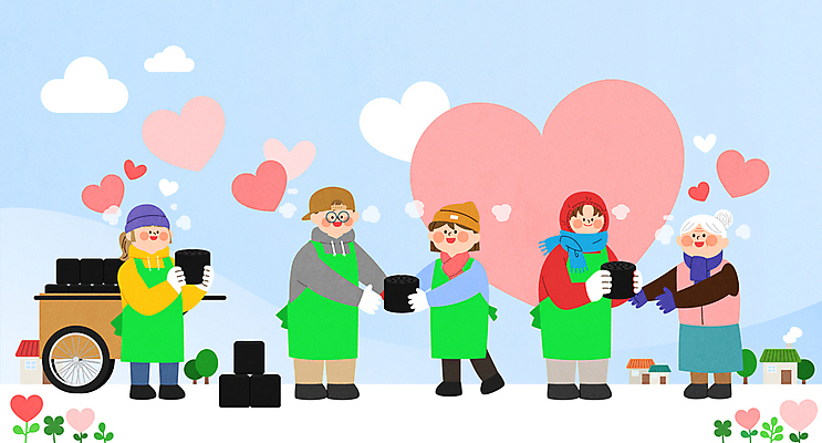 전신 여자 노년 남자 하늘색 겨울 일러스트 여러명 성인 앞치마 수레 하트 봉사 주기 난방 비니 나눔 획득 연탄 연탄배달 캡모자 후원 국내일러스트 AI파일 모양 모자_잡화 계절 다수 모션 사람 파란색 카트 도움 배송 파일형식 벡터