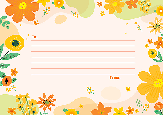 템플릿 꽃 잎 프레임 사람없음 노란색 편지지 카피스페이스 이미지템플릿 AI파일 식물 컬러 공백 편지 파일형식 벡터