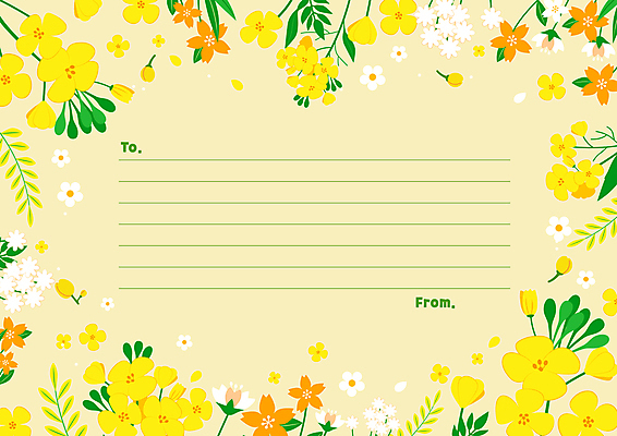 템플릿 꽃 잎 프레임 사람없음 노란색 편지지 카피스페이스 이미지템플릿 AI파일 식물 컬러 공백 편지 파일형식 벡터