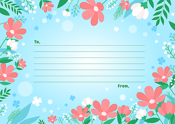 템플릿 꽃 하늘색 잎 프레임 사람없음 편지지 카피스페이스 이미지템플릿 AI파일 식물 파란색 공백 편지 파일형식 벡터