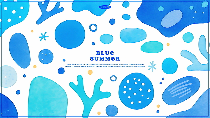 PSD 백그라운드 일러스트 추상 수채화 사람없음 여름 파란색 산호 국내일러스트 계절 컬러 무늬 자포동물 파일형식