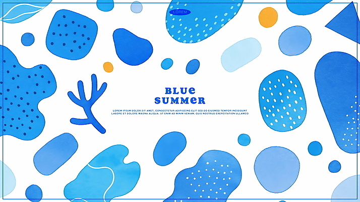 PSD 백그라운드 일러스트 추상 수채화 사람없음 여름 파란색 산호 국내일러스트 계절 컬러 무늬 자포동물 파일형식