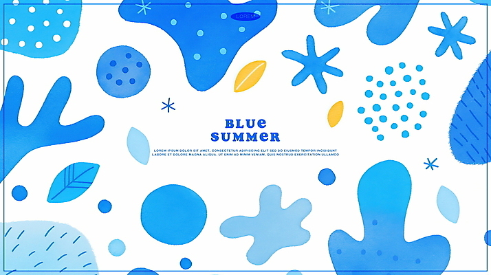 PSD 백그라운드 일러스트 추상 나뭇잎 수채화 사람없음 여름 파란색 산호 국내일러스트 계절 컬러 잎 무늬 자포동물 파일형식