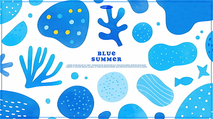 PSD 백그라운드 일러스트 추상 수채화 어류 사람없음 여름 파란색 산호 국내일러스트 계절 컬러 무늬 수중동물 자포동물 파일형식