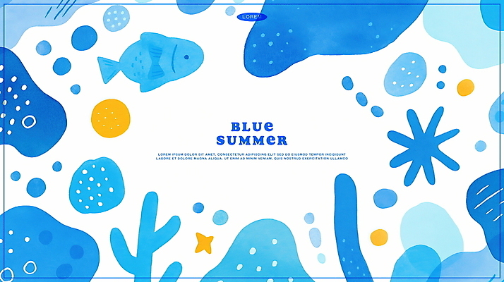 PSD 백그라운드 일러스트 추상 수채화 어류 사람없음 여름 파란색 산호 국내일러스트 계절 컬러 무늬 수중동물 자포동물 파일형식