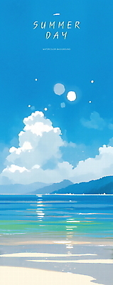 PSD 구름 하늘색 일러스트 자연 하늘 해변 사람없음 태양 평화 여름풍경 산골 윤슬 청량 국내일러스트 자연요소 물결 바다 컨셉 풍경 파란색 생태계 파일형식 여름_계절