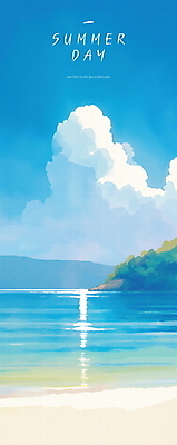 PSD 구름 하늘색 일러스트 자연 하늘 산 해변 사람없음 평화 여름풍경 윤슬 청량 국내일러스트 자연요소 물결 바다 컨셉 풍경 파란색 생태계 파일형식 여름_계절