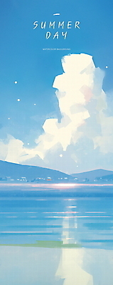 PSD 구름 하늘색 일러스트 자연 하늘 산 해변 사람없음 평화 여름풍경 청량 국내일러스트 자연요소 바다 컨셉 풍경 파란색 생태계 파일형식 여름_계절