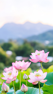 JPG 편집이미지 불교 자연 산 연꽃 풍경 사람없음 초록색 부처님오신날 연잎 꽃봉오리 편집실사 AI포토 AI콘텐츠 기념일 꽃 종교 컬러 잎 CG 생태계 파일형식