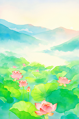 JPG 구름 불교 일러스트 하늘 산 연꽃 풍경 사람없음 부처님오신날 안개 연잎 국내일러스트 AI일러스트 AI콘텐츠 자연요소 기념일 꽃 종교 잎 날씨 파일형식