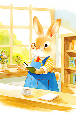 JPG 동물 화분 일러스트 창문 동화 수채화 책장 따뜻함 들기 사람없음 독서 햇빛 갈색 귀여움 꽃병 도서관 커피잔 토끼캐릭터 서점 사서 안경낌 국내일러스트 AI일러스트 AI콘텐츠 직업 교육 꽃 안경 커피 컬러 동물캐릭터 가구 컨셉 모션 잔 태양 상점 토끼 파일형식