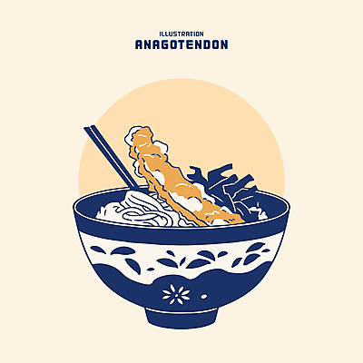 그릇 일러스트 젓가락 밥 요리 사람없음 남색 장어 김가루 생선튀김 장어덮밥 텐동 국내일러스트 AI파일 식기 음식 컬러 수저 어류 튀김 김_해조류 가루 덮밥 일본음식 파일형식 벡터