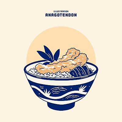 그릇 채소 일러스트 밥 요리 사람없음 남색 장어 생선튀김 장어덮밥 텐동 국내일러스트 AI파일 식기 음식 컬러 어류 튀김 덮밥 일본음식 파일형식 벡터