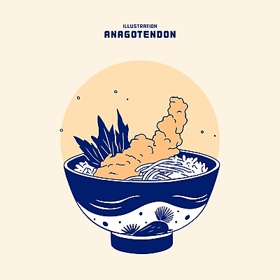 그릇 채소 일러스트 밥 요리 사람없음 남색 장어 생선튀김 장어덮밥 텐동 국내일러스트 AI파일 식기 음식 컬러 어류 튀김 덮밥 일본음식 파일형식 벡터