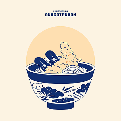 그릇 일러스트 밥 요리 사람없음 남색 장어 생선튀김 장어덮밥 텐동 국내일러스트 AI파일 식기 음식 컬러 어류 튀김 덮밥 일본음식 파일형식 벡터