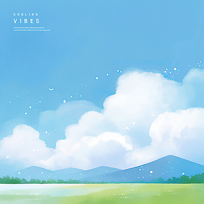 PSD 구름 일러스트 자연 하늘 수채화 산 잔디 초원 사람없음 파란색 여름풍경 시원함 감성 산맥 청량 국내일러스트 자연요소 식물 컬러 컨셉 풍경 생태계 파일형식 여름_계절