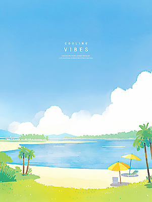 PSD 구름 일러스트 자연 하늘 수채화 잔디 사람없음 물 파란색 모래사장 야자수 여름풍경 파라솔 시원함 해수욕장 선베드 감성 청량 국내일러스트 자연요소 나무 식물 바다 컬러 컨셉 의자 풍경 생태계 파일형식 여름_계절