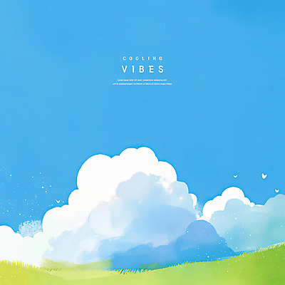 PSD 구름 일러스트 자연 하늘 수채화 잔디 초원 사람없음 파란색 여름풍경 시원함 감성 청량 국내일러스트 자연요소 식물 컬러 컨셉 풍경 생태계 파일형식 여름_계절