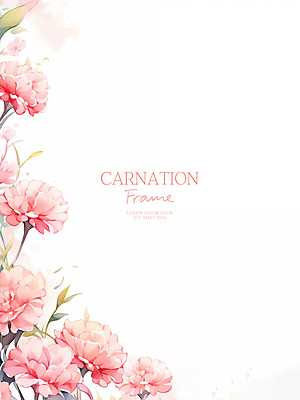 PSD 분홍색 잎 일러스트 수채화 사람없음 어버이날 스승의날 카네이션 감사 가정의달 꽃프레임 국내일러스트 식물 기념일 꽃 감정 컬러 프레임 5월 파일형식