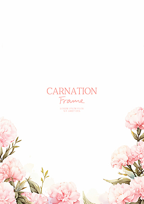 PSD 분홍색 잎 일러스트 수채화 사람없음 어버이날 스승의날 카네이션 감사 가정의달 꽃프레임 국내일러스트 식물 기념일 꽃 감정 컬러 프레임 5월 파일형식