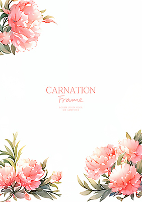 PSD 분홍색 잎 일러스트 수채화 사람없음 어버이날 스승의날 카네이션 감사 가정의달 꽃프레임 국내일러스트 식물 기념일 꽃 감정 컬러 프레임 5월 파일형식