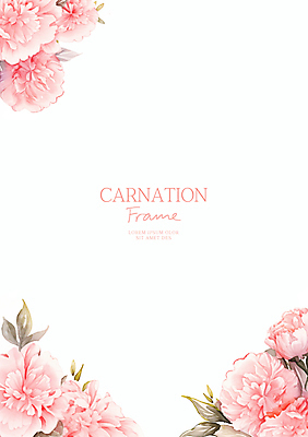 PSD 분홍색 잎 일러스트 수채화 사람없음 어버이날 스승의날 카네이션 감사 가정의달 꽃프레임 국내일러스트 식물 기념일 꽃 감정 컬러 프레임 5월 파일형식