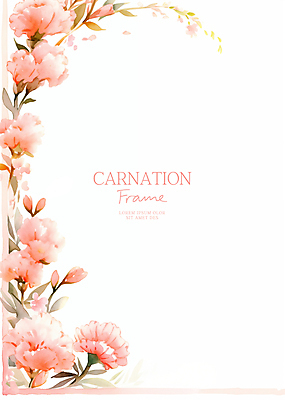 PSD 분홍색 잎 일러스트 수채화 사람없음 어버이날 스승의날 카네이션 감사 가정의달 꽃프레임 국내일러스트 식물 기념일 꽃 감정 컬러 프레임 5월 파일형식