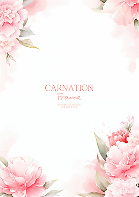 PSD 분홍색 잎 일러스트 수채화 사람없음 어버이날 스승의날 카네이션 감사 가정의달 꽃프레임 국내일러스트 식물 기념일 꽃 감정 컬러 프레임 5월 파일형식