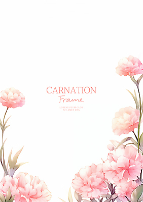PSD 분홍색 잎 일러스트 수채화 사람없음 어버이날 스승의날 카네이션 감사 가정의달 꽃프레임 국내일러스트 식물 기념일 꽃 감정 컬러 프레임 5월 파일형식