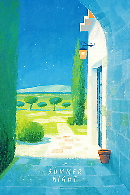 PSD 나무 화분 야경 일러스트 밤하늘 조명 산 초원 사람없음 야외 건물 파란색 빛 문 여름풍경 풀 감성 돌길 여름밤 국내일러스트 식물 건축물 길 컬러 컨셉 하늘 풍경 여름 야간 파일형식 여름_계절 풍경_경치