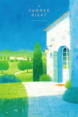 PSD 나무 야경 일러스트 밤하늘 조명 주택 초원 사람없음 야외 파란색 빛 문 마을 여름풍경 풀 감성 돌길 여름밤 국내일러스트 식물 길 컬러 컨셉 하늘 풍경 건물 여름 야간 파일형식 여름_계절 풍경_경치