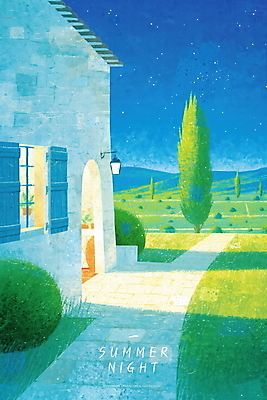 PSD 나무 화분 야경 일러스트 창문 밤하늘 조명 초원 사람없음 야외 건물 파란색 빛 여름풍경 풀 감성 돌길 여름밤 국내일러스트 식물 건축물 길 컬러 컨셉 하늘 풍경 여름 야간 파일형식 여름_계절 풍경_경치