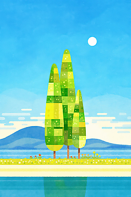 JPG 나무 구름 꽃 하늘색 일러스트 자연 하늘 수채화 산 잔디 사람없음 연두색 태양 여름풍경 강가 감성 국내일러스트 AI일러스트 AI콘텐츠 자연요소 식물 컨셉 풍경 초록색 파란색 강 생태계 파일형식 여름_계절