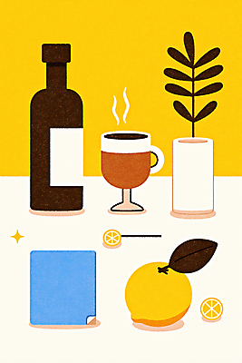 JPG 화분 종이 잎 와인잔 일러스트 단면 사람없음 반짝임 노란색 수증기 레몬 와인병 접기 국내일러스트 AI일러스트 AI콘텐츠 식물 컬러 술잔 과일 모션 병_용기 와인 파일형식