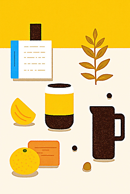 JPG 종이 잎 일러스트 주전자 단면 사람없음 컵 노란색 레몬 국내일러스트 AI일러스트 AI콘텐츠 식물 식기 컬러 과일 주방용품 파일형식