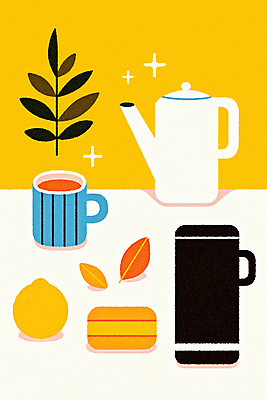 JPG 잎 일러스트 주전자 사람없음 반짝임 노란색 머그컵 병 레몬 국내일러스트 AI일러스트 AI콘텐츠 식물 식기 컬러 과일 모션 주방용품 컵 파일형식