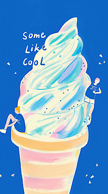 JPG 전신 여자 남자 일러스트 서기 앉기 성인 두명 여름 파란색 잡기 시원함 아이스크림콘 콘아이스크림 성인만 국내일러스트 AI일러스트 AI콘텐츠 계절 컬러 모션 아이스크림 사람 콘 파일형식