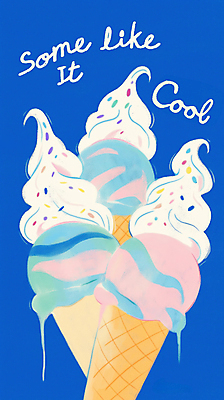 JPG 일러스트 사람없음 여름 파란색 시원함 아이스크림콘 콘아이스크림 스프링클 국내일러스트 AI일러스트 AI콘텐츠 녹이기 계절 컬러 모션 아이스크림 장식 콘 파일형식