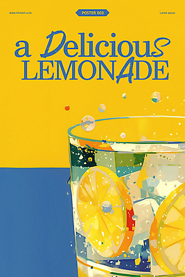 PSD 편집이미지 음료 잔 수채화 사람없음 파란색 노란색 시원함 레몬 레모네이드 슬라이스 각얼음 물기포 이미지편집 식기 컬러 과일 얼음 에이드 파일형식