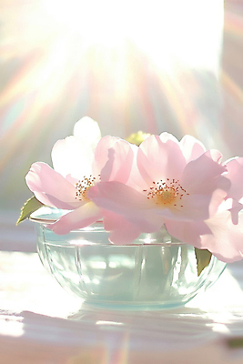 JPG 편집이미지 분홍색 여러송이 유리 사람없음 햇빛 꽃병 로맨틱 분위기 감성 편집실사 AI포토 AI콘텐츠 꽃 컬러 다수 컨셉 재질 태양 CG 파일형식