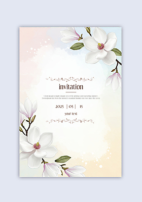 PSD 템플릿 잎 카드템플릿 수채화 사람없음 컬러풀 초대장 목련 이미지템플릿 식물 꽃 컬러 카드_감사 파일형식