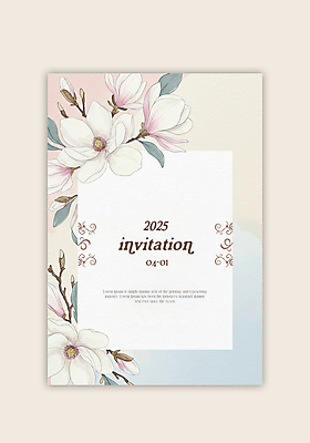 PSD 템플릿 분홍색 하늘색 잎 카드템플릿 수채화 사람없음 초대장 목련 이미지템플릿 식물 꽃 컬러 카드_감사 파란색 파일형식