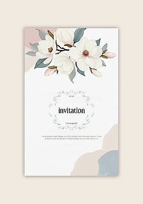 PSD 템플릿 잎 카드템플릿 수채화 사람없음 초대장 목련 연분홍색 이미지템플릿 식물 꽃 분홍색 카드_감사 파일형식