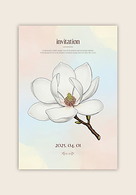 PSD 템플릿 카드템플릿 수채화 사람없음 컬러풀 나뭇가지 초대장 목련 이미지템플릿 나무 꽃 컬러 카드_감사 파일형식