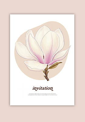 PSD 템플릿 잎 카드템플릿 수채화 사람없음 초대장 목련 연분홍색 이미지템플릿 식물 꽃 분홍색 카드_감사 파일형식