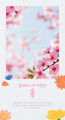 PSD 편집이미지 종이 봄꽃 사진 자연 하늘 색연필 사람없음 봄풍경 벚꽃 나뭇가지 질감 이미지편집 나무 꽃 학용품 풍경 봄 생태계 파일형식