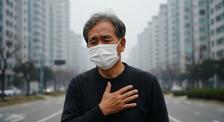 JPG 편집이미지 할아버지 노년 남자 아파트 마스크 한명 상반신 야외 손들기 건강관리 환경 환경오염 매연 대기오염 기침 황사 의료성형뷰티 노인남자한명만 미세먼지 편집실사 AI인물포토 AI콘텐츠 1 컨셉 모션 주택 건강 관리 사람 성인 CG 먼지 남자한명만 노인남자만 파일형식 AI포토