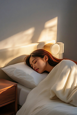 JPG 편집이미지 여자 베개 한명 성인 빛 눈감음 이불 흰색 침대 포근함 모던 서랍장 숙면 의료성형뷰티 성인여자한명만 편집실사 AI인물포토 AI콘텐츠 1 컬러 가구 침구 모션 사람 잠 감각 CG 여자한명만 성인여자만 파일형식 AI포토